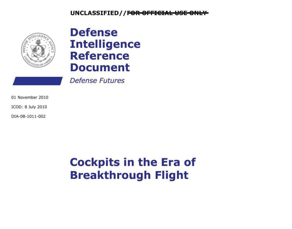 Capa com selo da DIA, o subtítulo Defense Futures e o título do relatório sobre cabines.