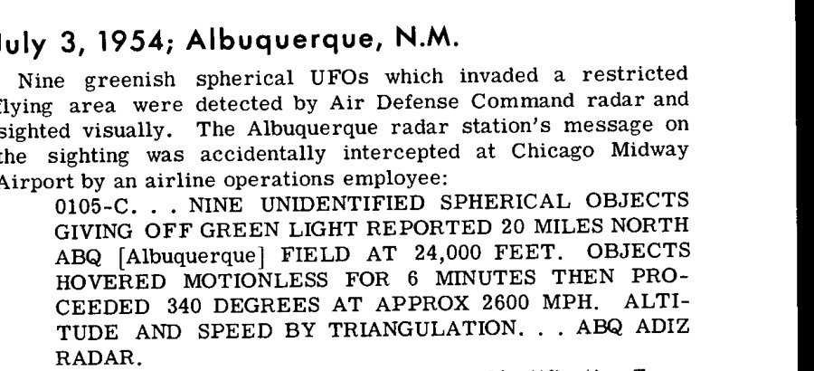 Trecho datilografado com o título July 3, 1954; Albuquerque, N.M. e mensagem em maiúsculas