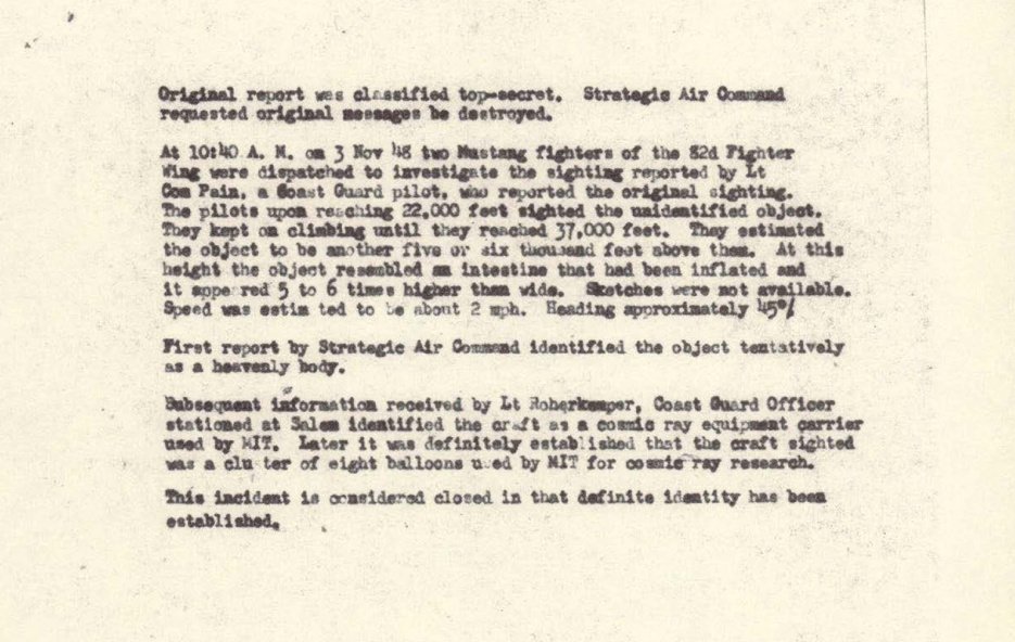 Texto datilografado em seis parágrafos curtos sob o título implícito do incidente 194.
