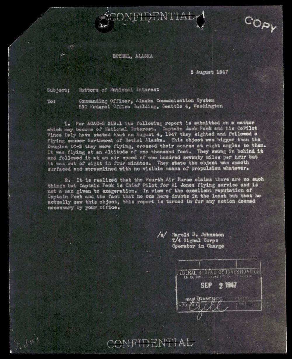 Carta datilografada em cópia fotostática escura, letras claras sobre fundo preto, com carimbo do FBI de San Francisco de 2 de setembro de 1947.