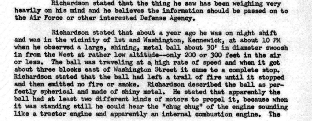 Parágrafo datilografado em inglês de uma carta do FBI.