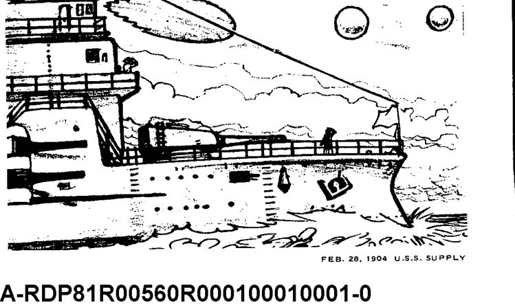 Desenho a traço da proa de um navio com tripulantes e três objetos arredondados no céu