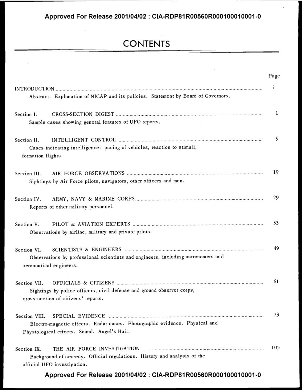 Página do sumário do relatório, com a lista das seções e números de página.