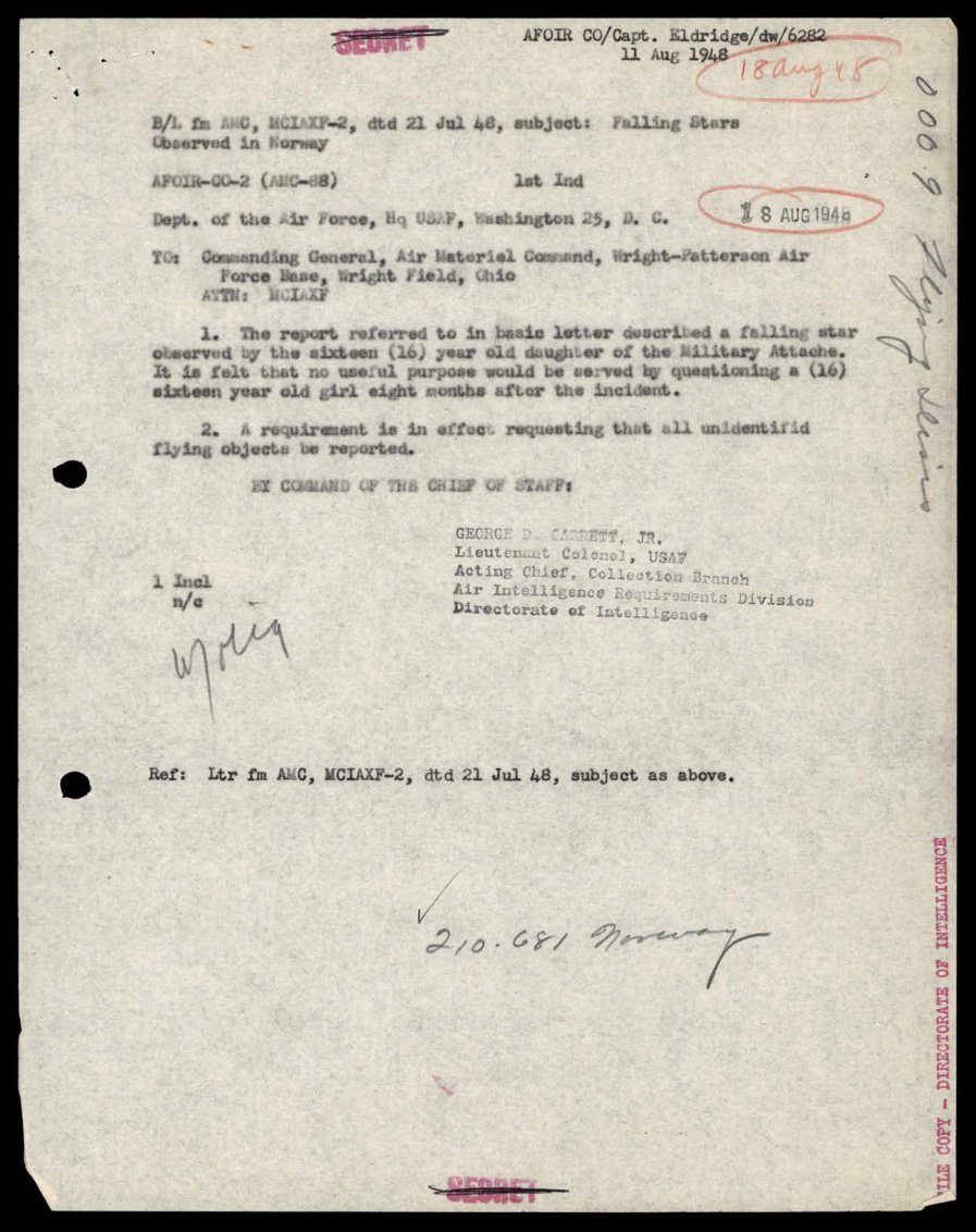 Página datilografada com carimbo 18 AUG 1948 e dois parágrafos.