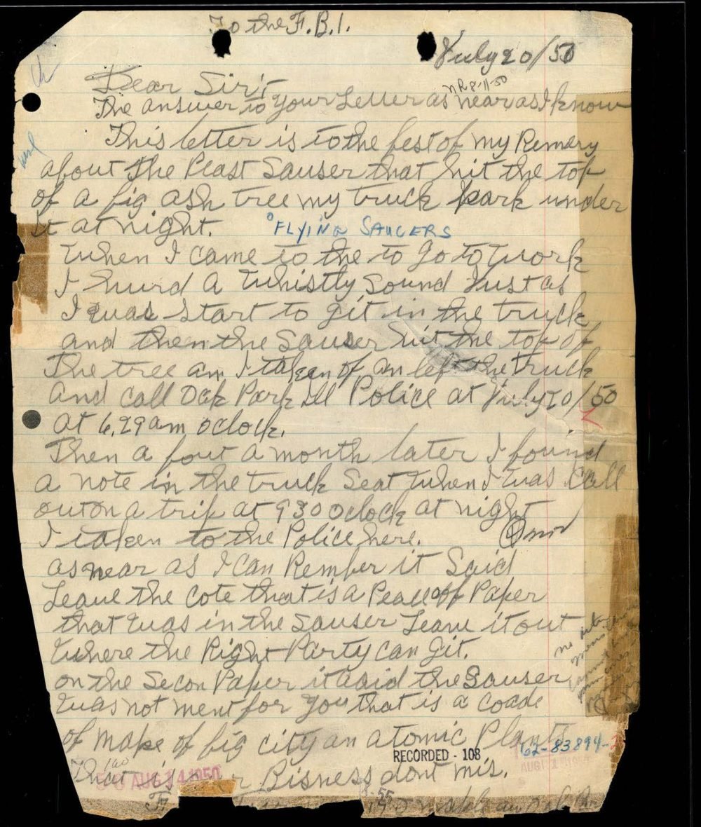 Primeira folha da carta manuscrita, com a ortografia original do autor.