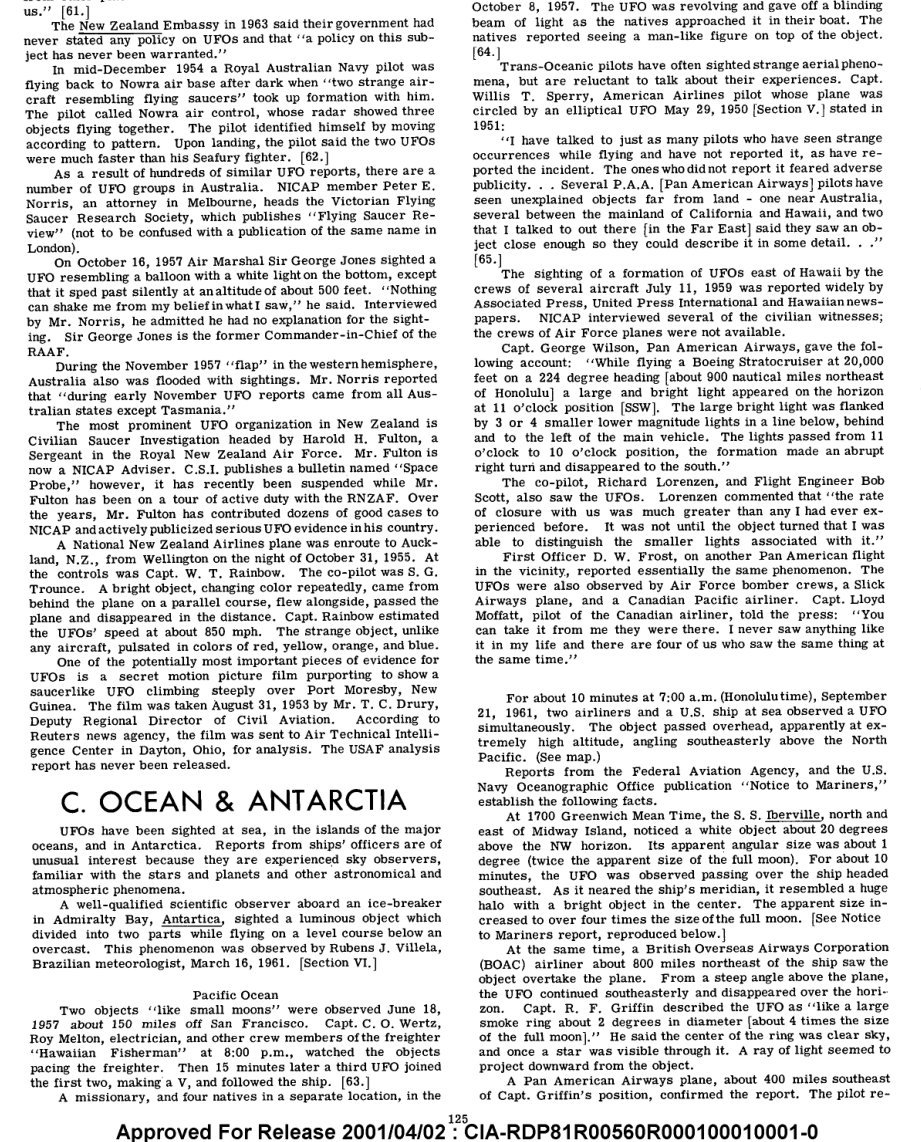 Página impressa em duas colunas com o título C. Ocean & Antarctia e o subtítulo Pacific Ocean.