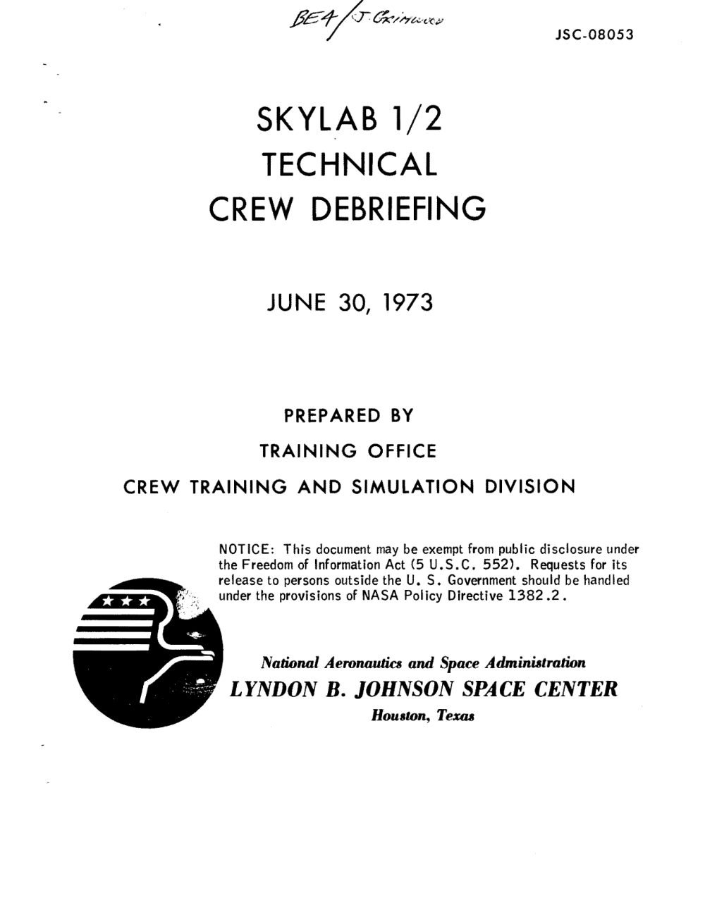 Capa do documento da NASA com título, data e logotipo do centro.