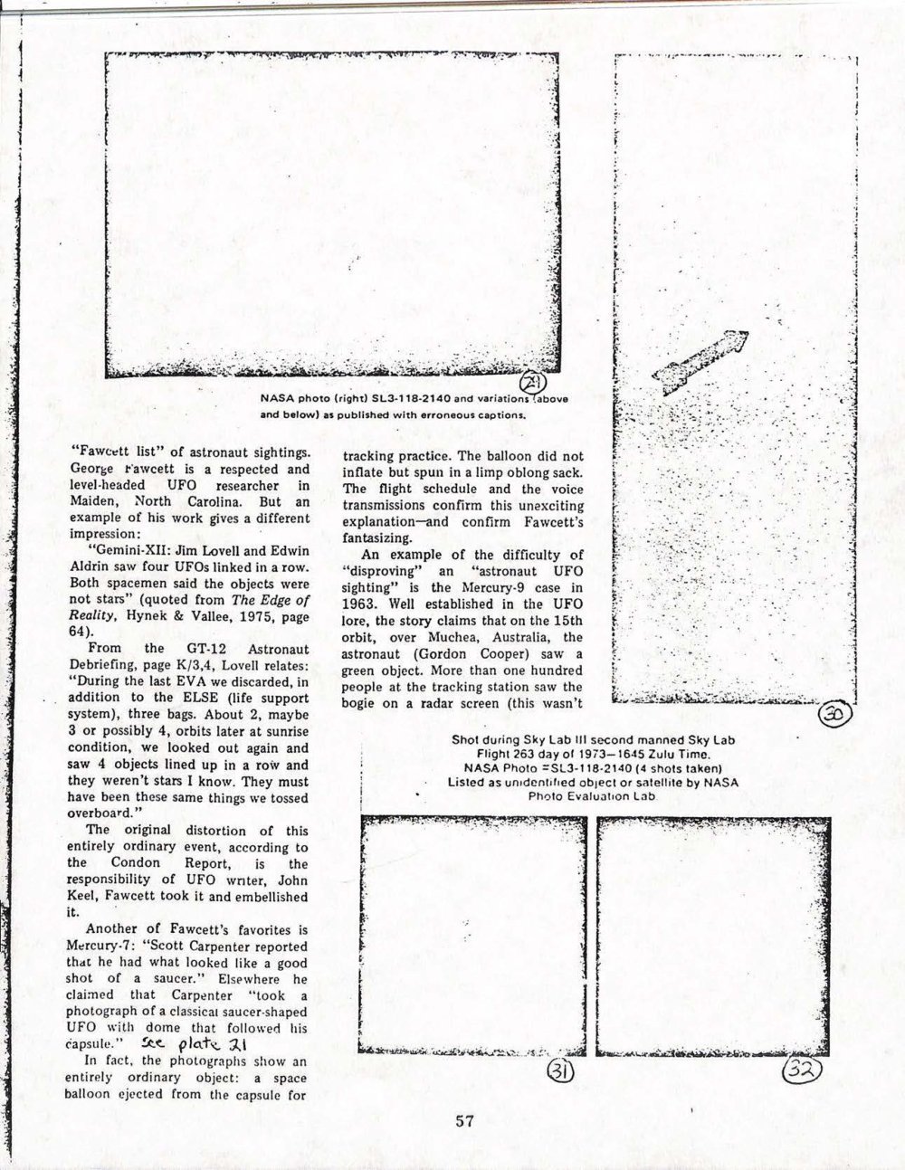 Página de revista com vários quadros de fotos e colunas de texto.