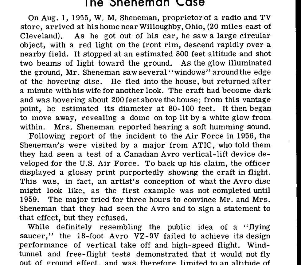 Trecho de página impressa com o título The Sheneman Case.
